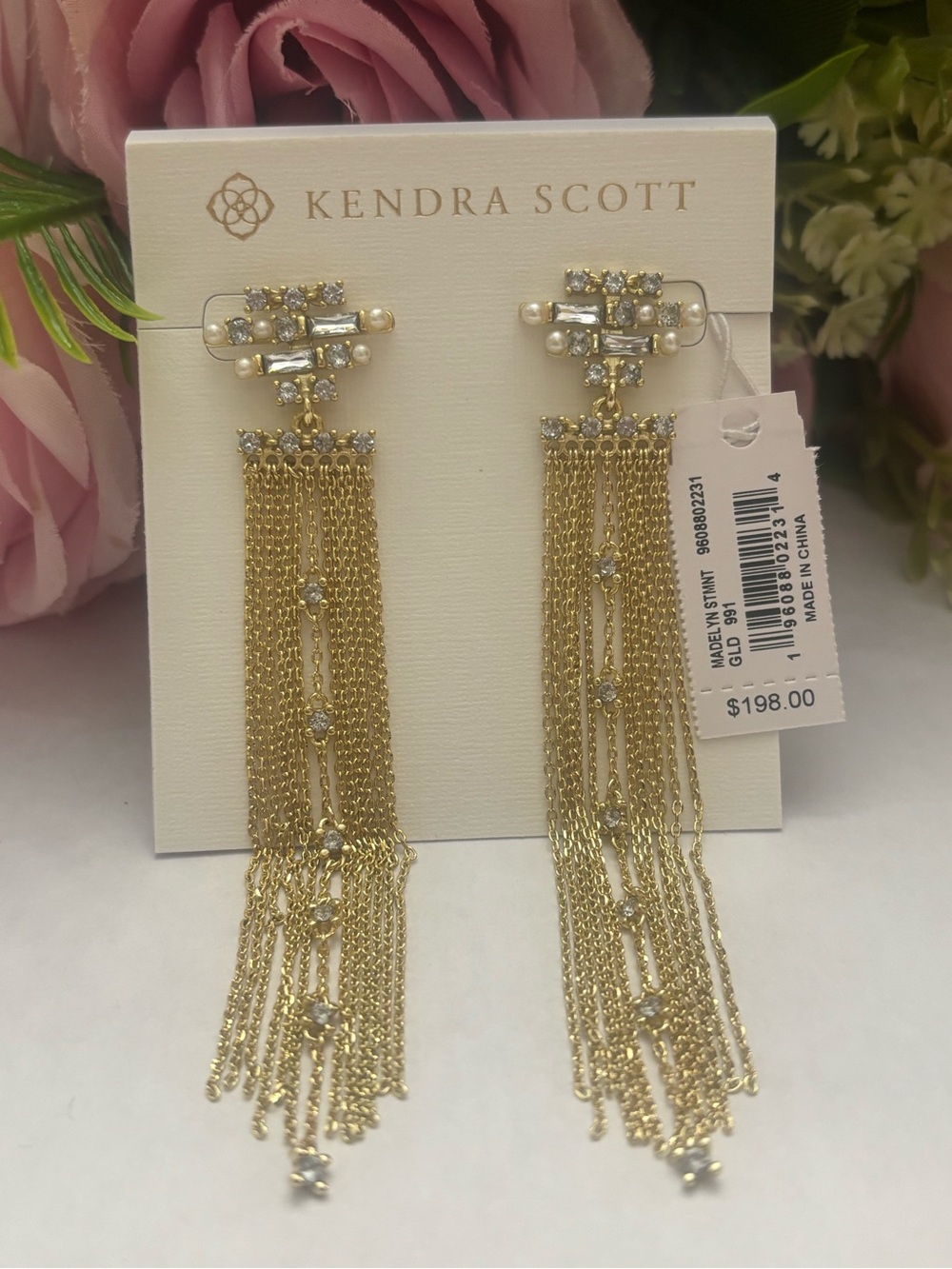 NWT Kendra Scott Madelyn Statement Tassel Earrings in Gold Neutral Mix
